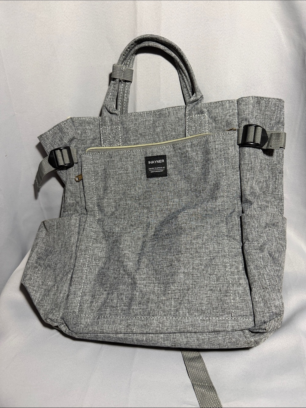 Hayner Grey Textured Tote Backpack